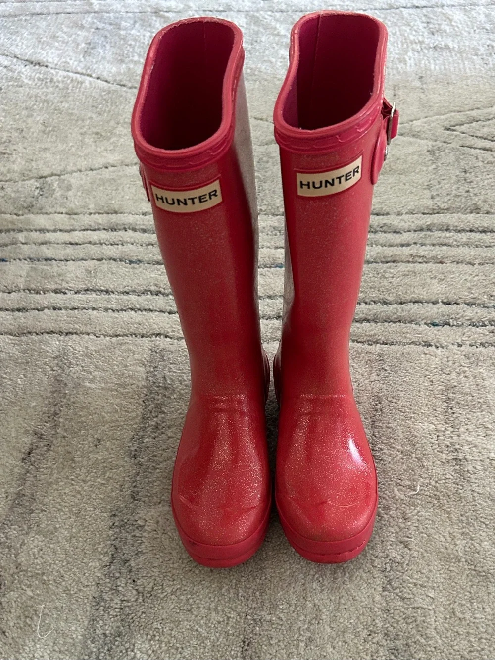 Hunter Kids' Glitter Red Tall Rain Boots